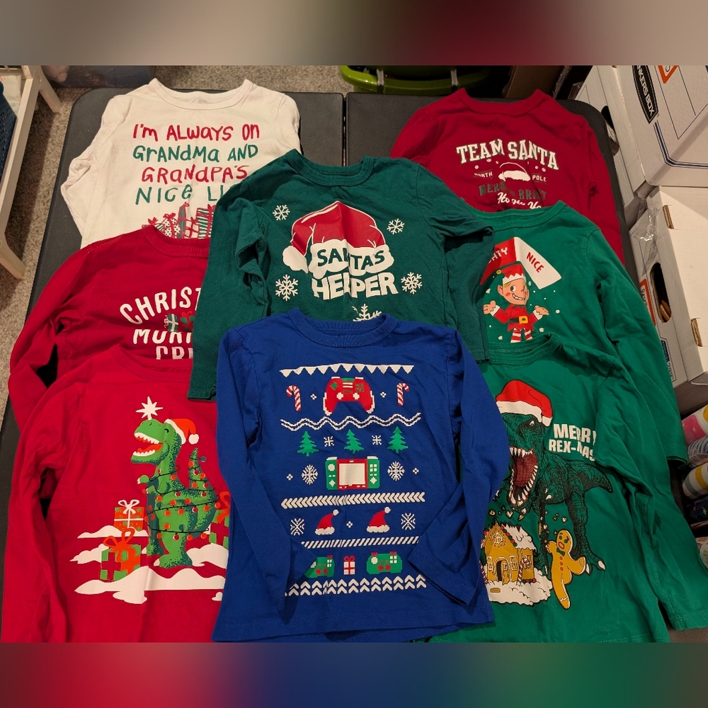 Lot of 8 (EIGHT) The Children's Place Christmas Long Sleeve Shirts in Size 4T/4